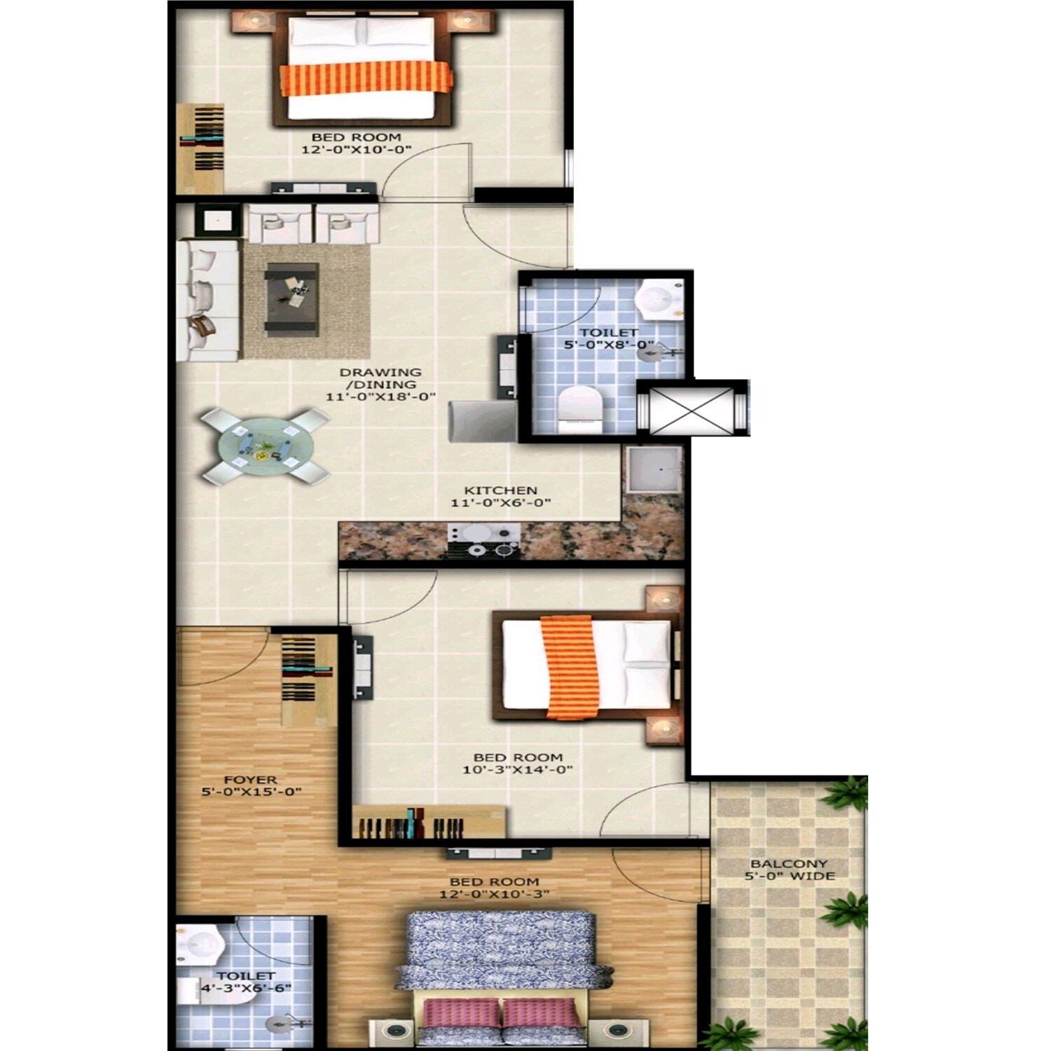 Floor plan of 3 BHK 1300 Sq. Ft. Villa in Vihaan Floors, Greater Noida