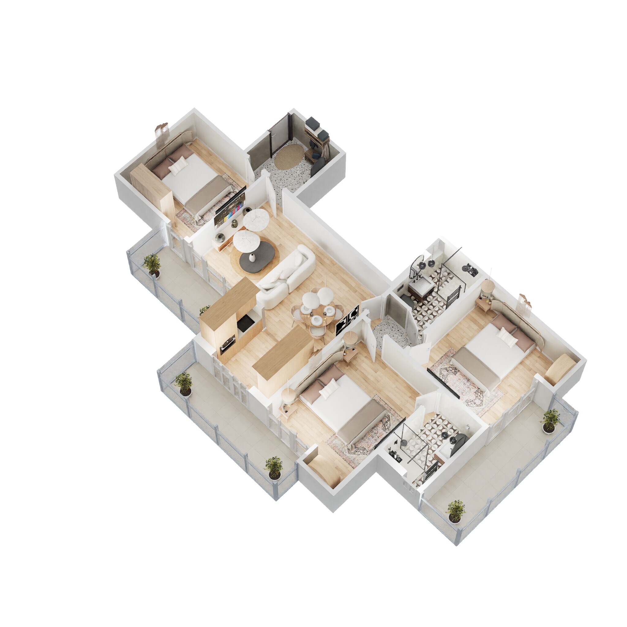 Floor plan of 3 BHK 1350 Sq. Ft. Apartment in Vihaan Greens, Greater Noida