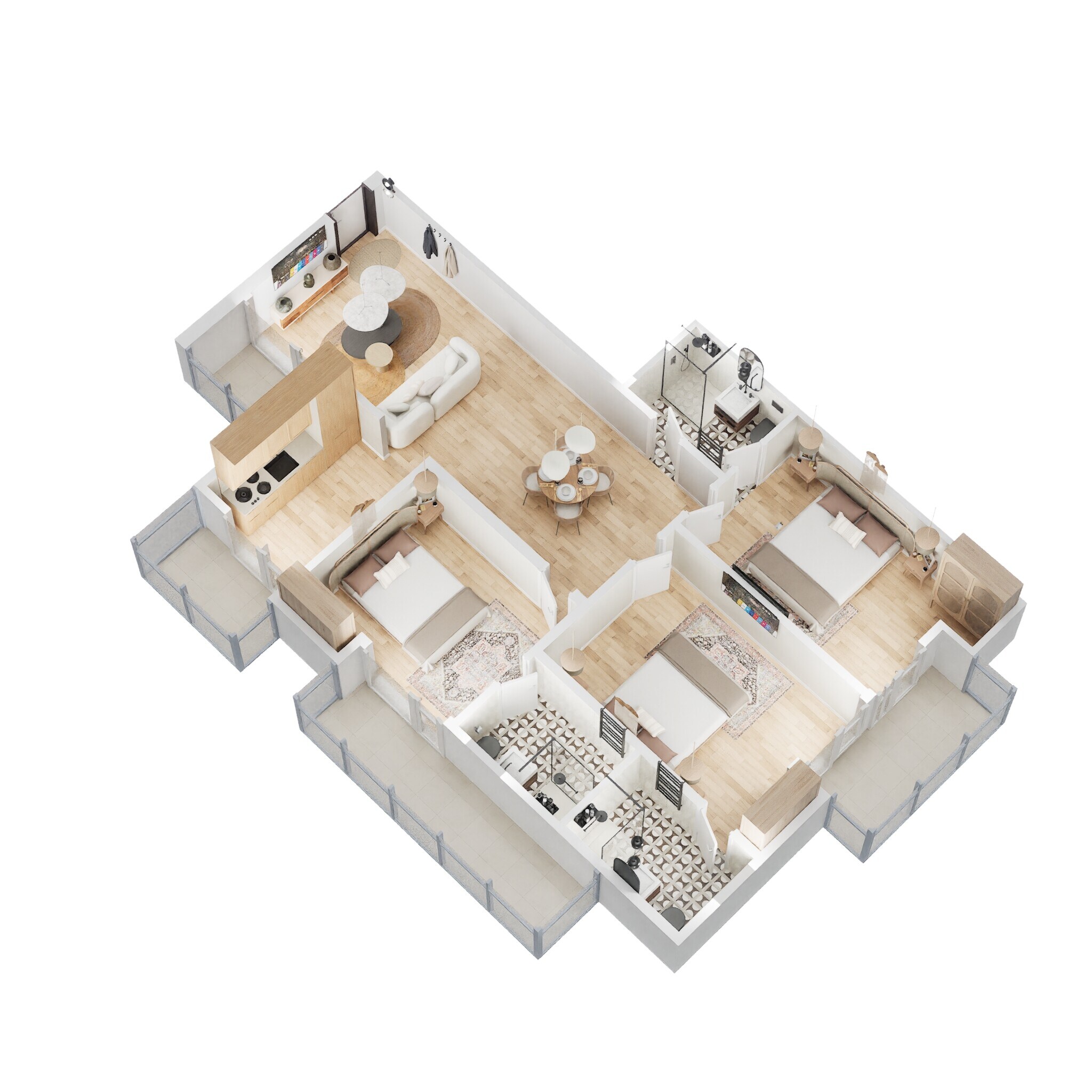 Floor plan of 3 BHK 1640 Sq. Ft. Apartment in Vihaan Greens, Greater Noida