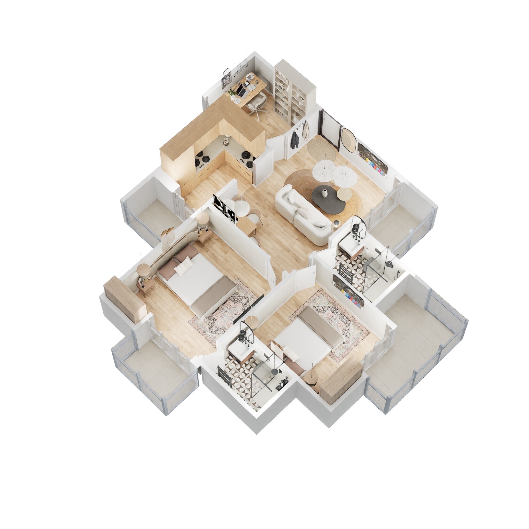 Floor plan of 2 BHK 1095 Sq. Ft. Apartment in Vihaan The Rhythm, Greater Noida