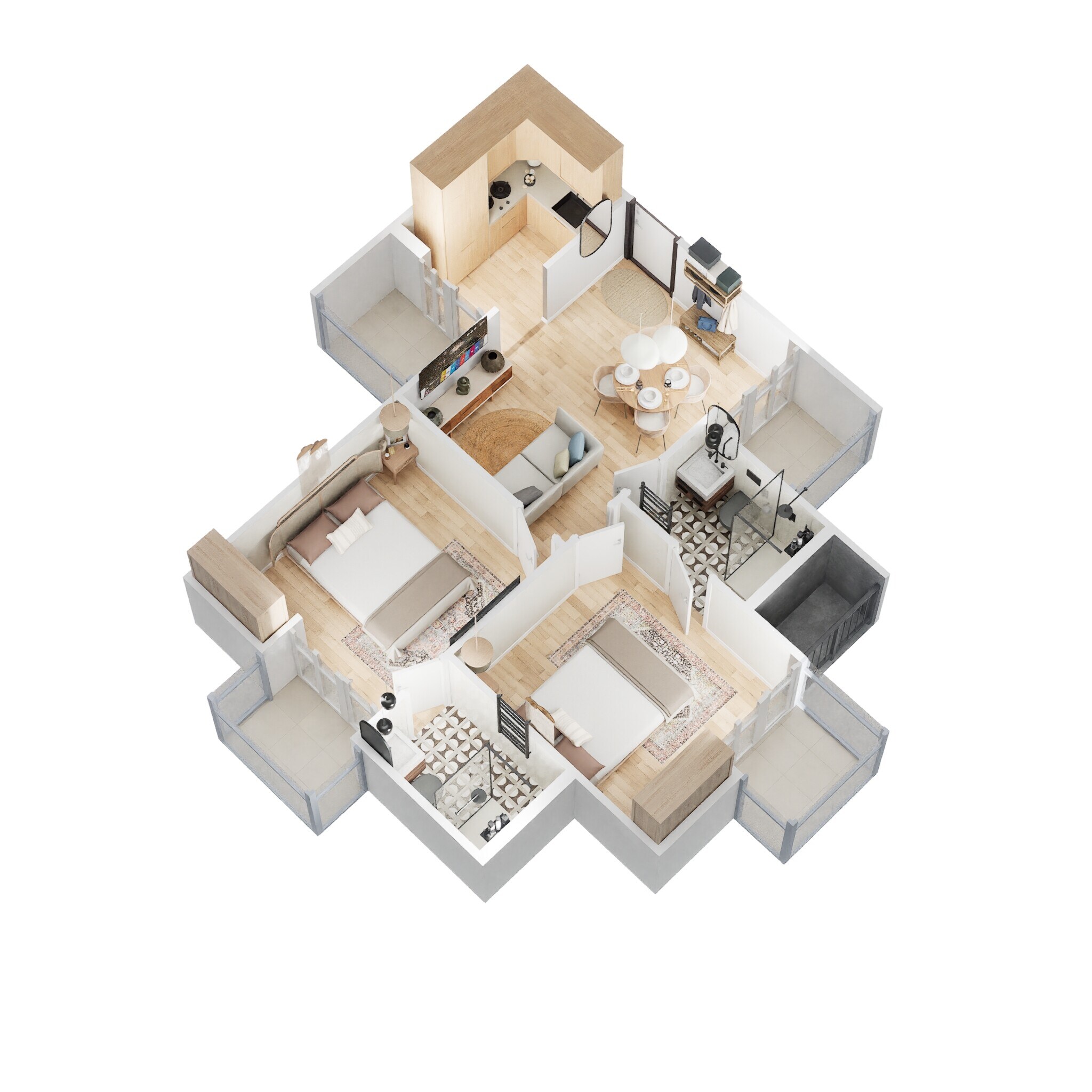 Floor plan of 2 BHK 850 Sq. Ft. Apartment in Vihaan The Rhythm, Greater Noida