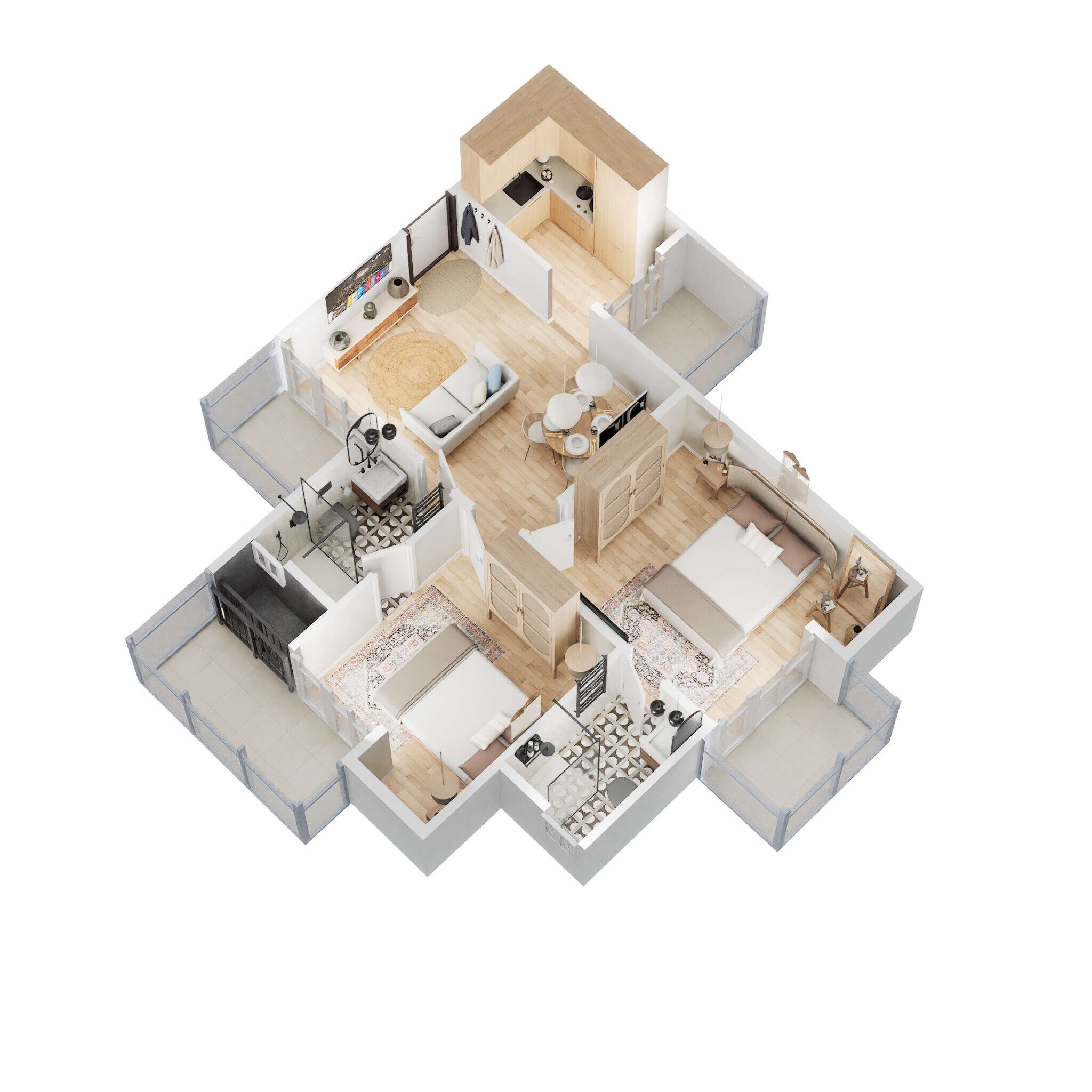 Floor plan of 2 BHK 990 Sq. Ft. Apartment in Vihaan The Rhythm, Greater Noida