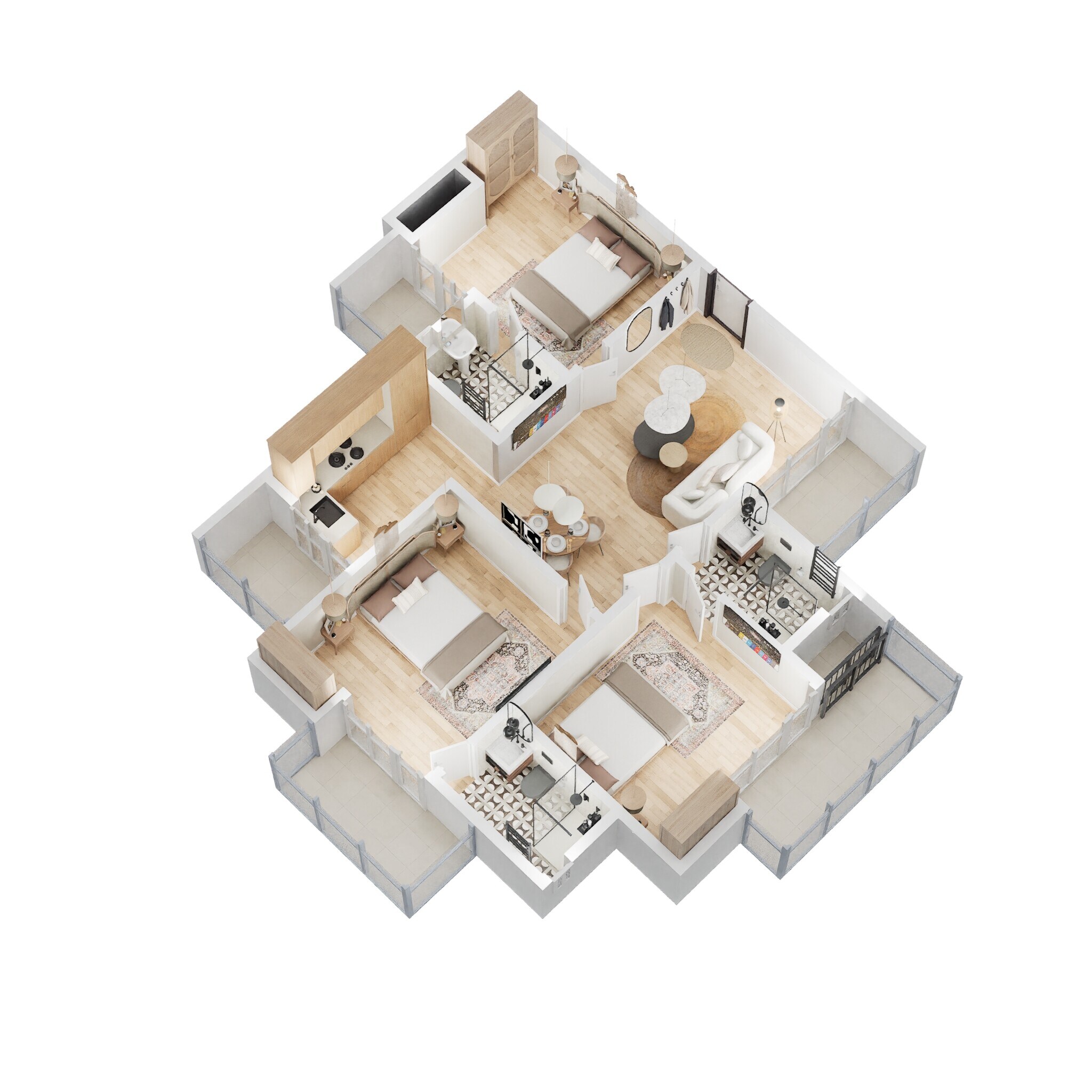 Floor plan of 3 BHK 1424 Sq. Ft. Apartment in Vihaan The Rhythm, Greater Noida
