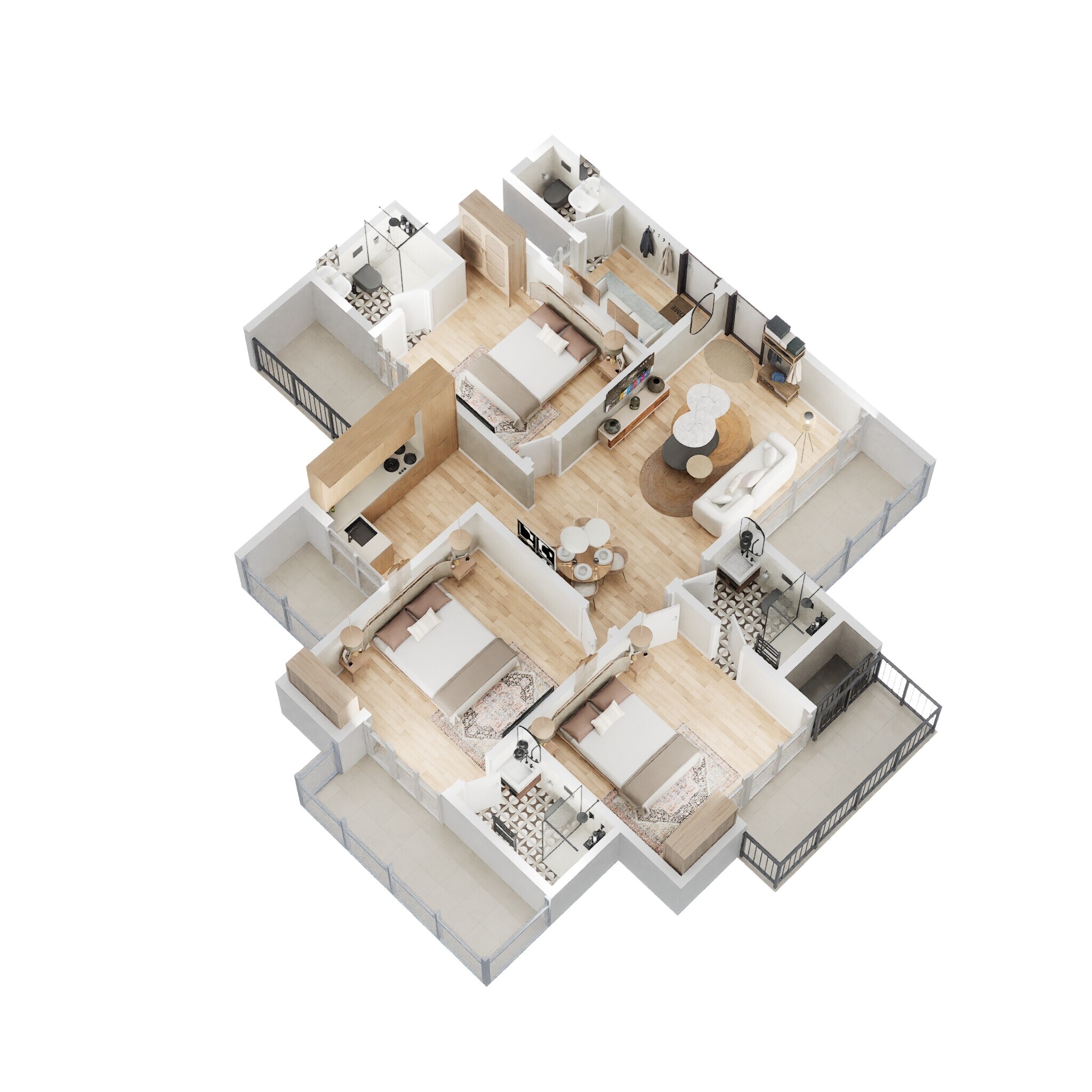 Floor plan of 3 BHK 1624 Sq. Ft. Apartment in Vihaan The Rhythm, Greater Noida