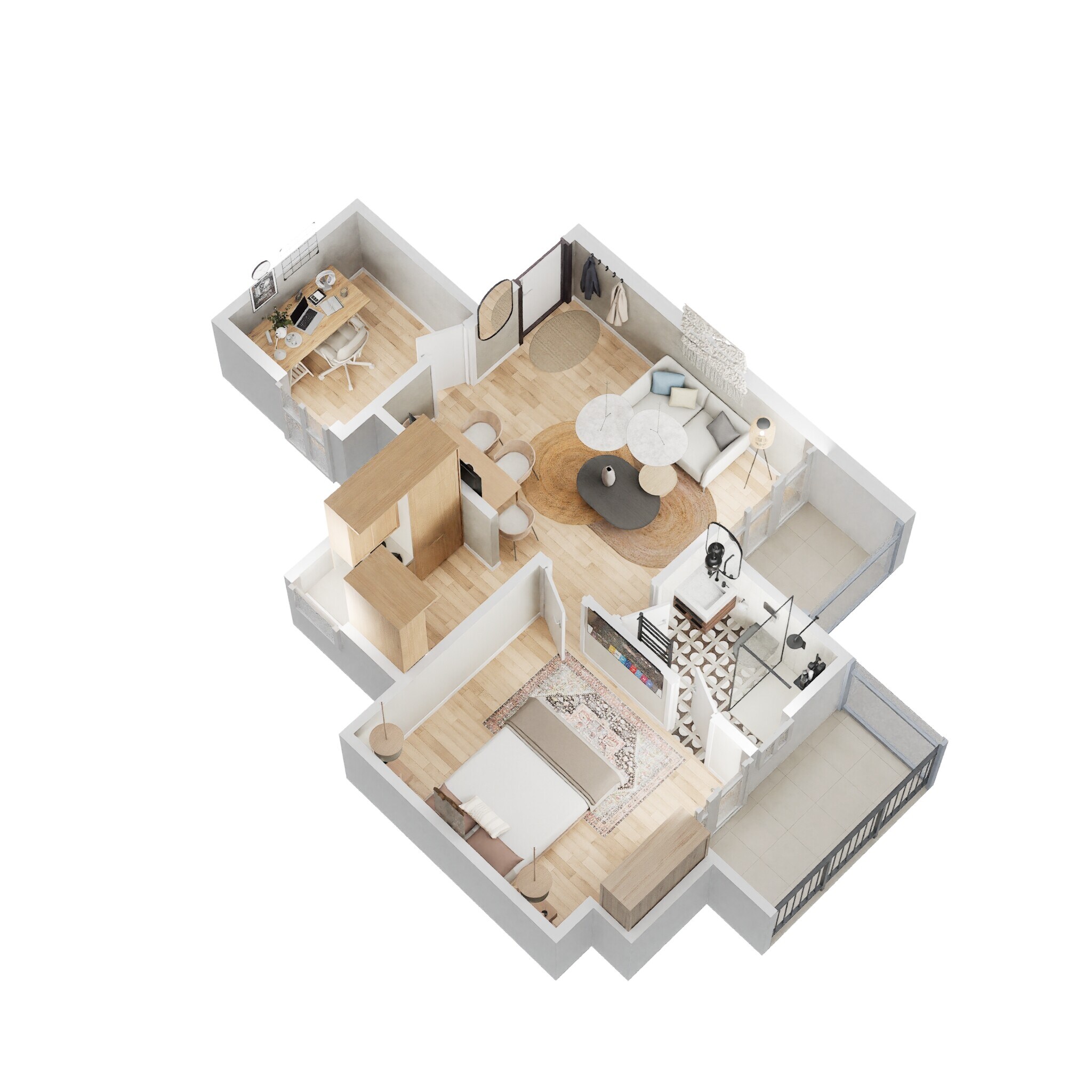 Floor plan of 1 BHK 674 Sq. Ft. Apartment in Vihaan The Rhythm, Greater Noida