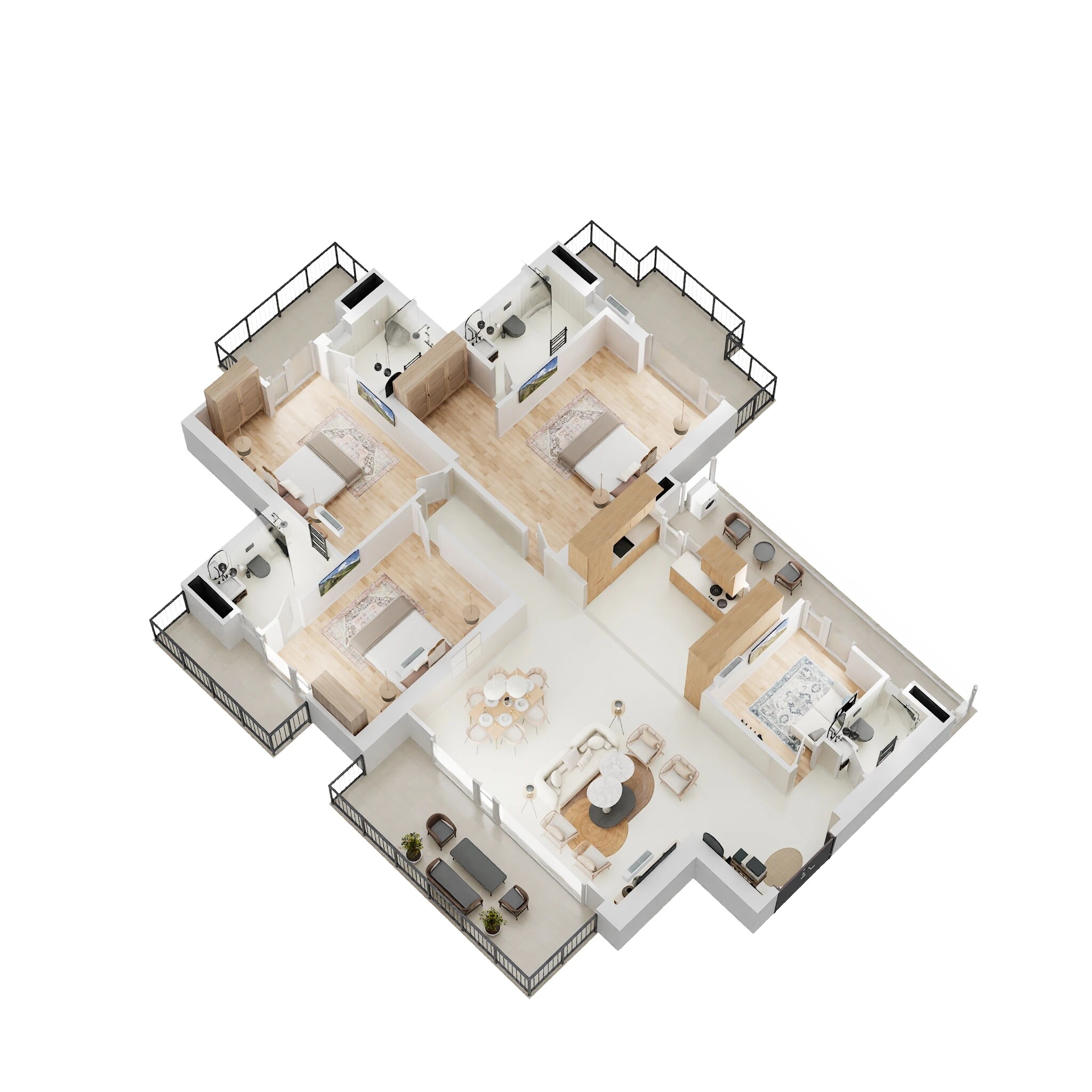 Floor plan of 3 BHK 2955 Sq. Ft. Apartment in VVIP Addresses Greater Noida West, Greater Noida