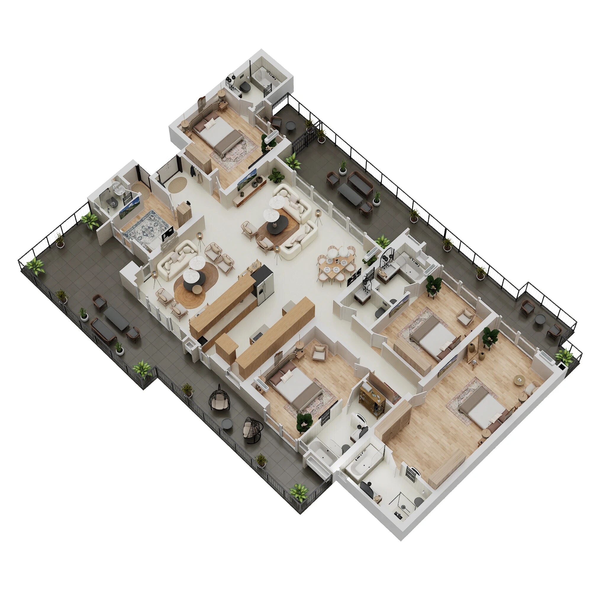 Floor plan of 4 BHK 4545 Sq. Ft. Apartment in VVIP Addresses Greater Noida West, Greater Noida