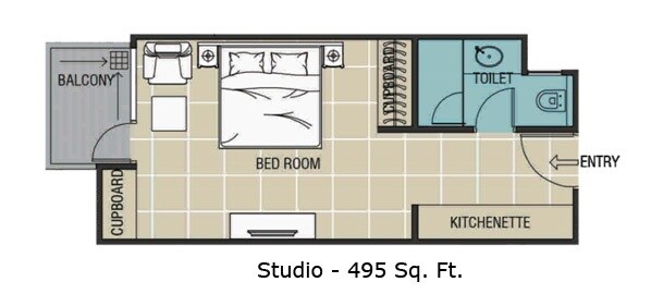 495 Sq. Ft. Studio