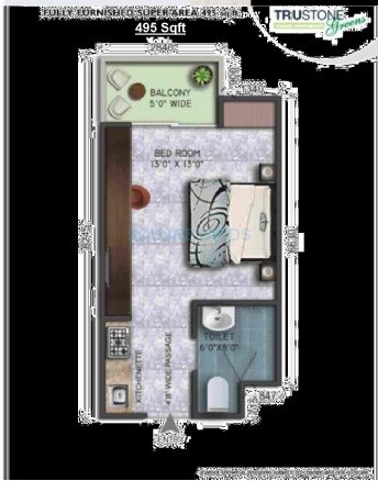 1 BHK 495 Sq. Ft. Apartment