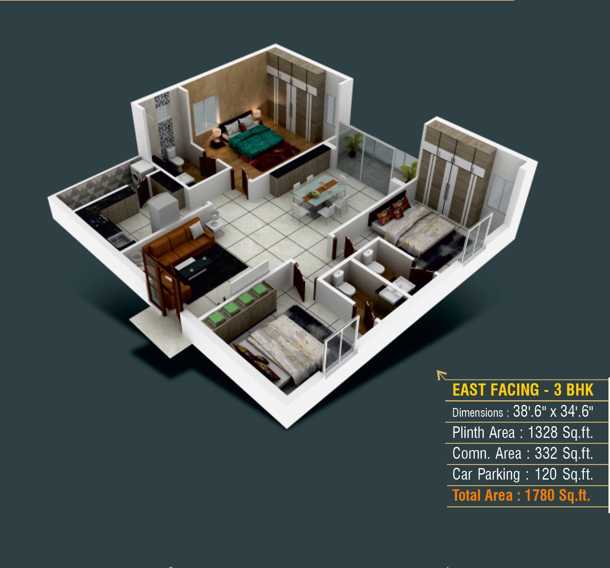 3 BHK 1780 Sq. Ft. Apartment