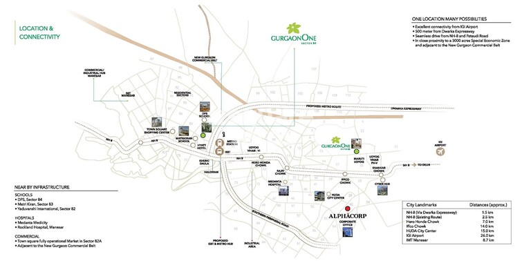 Alphacorp Gurgaon One 84 Location Image