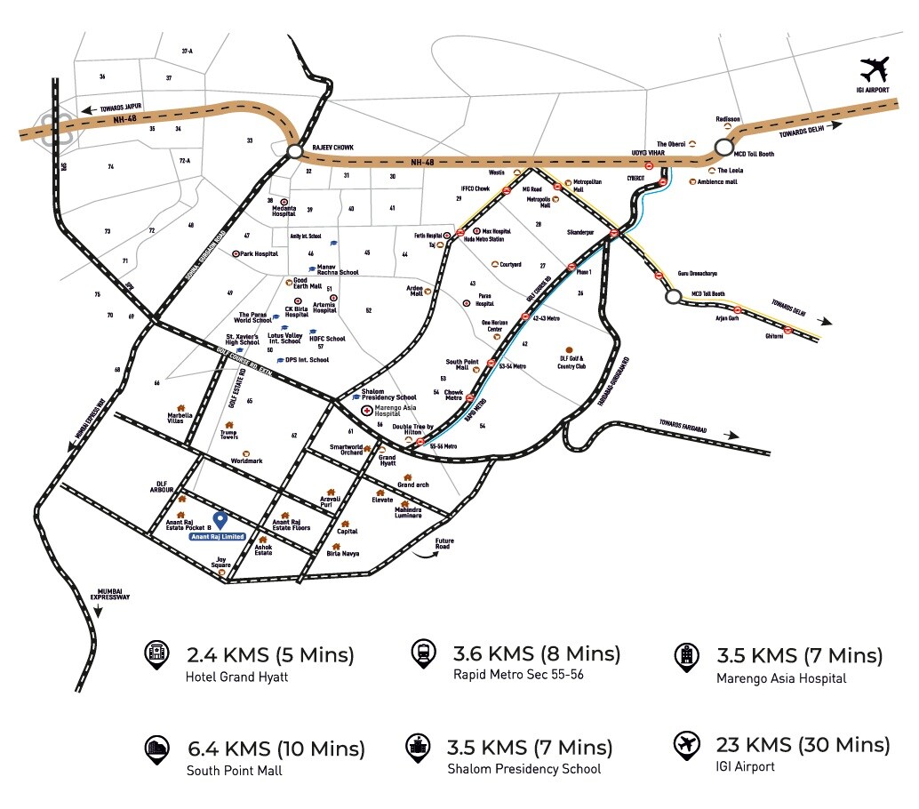 Anant Raj The Estate Floors Location Image