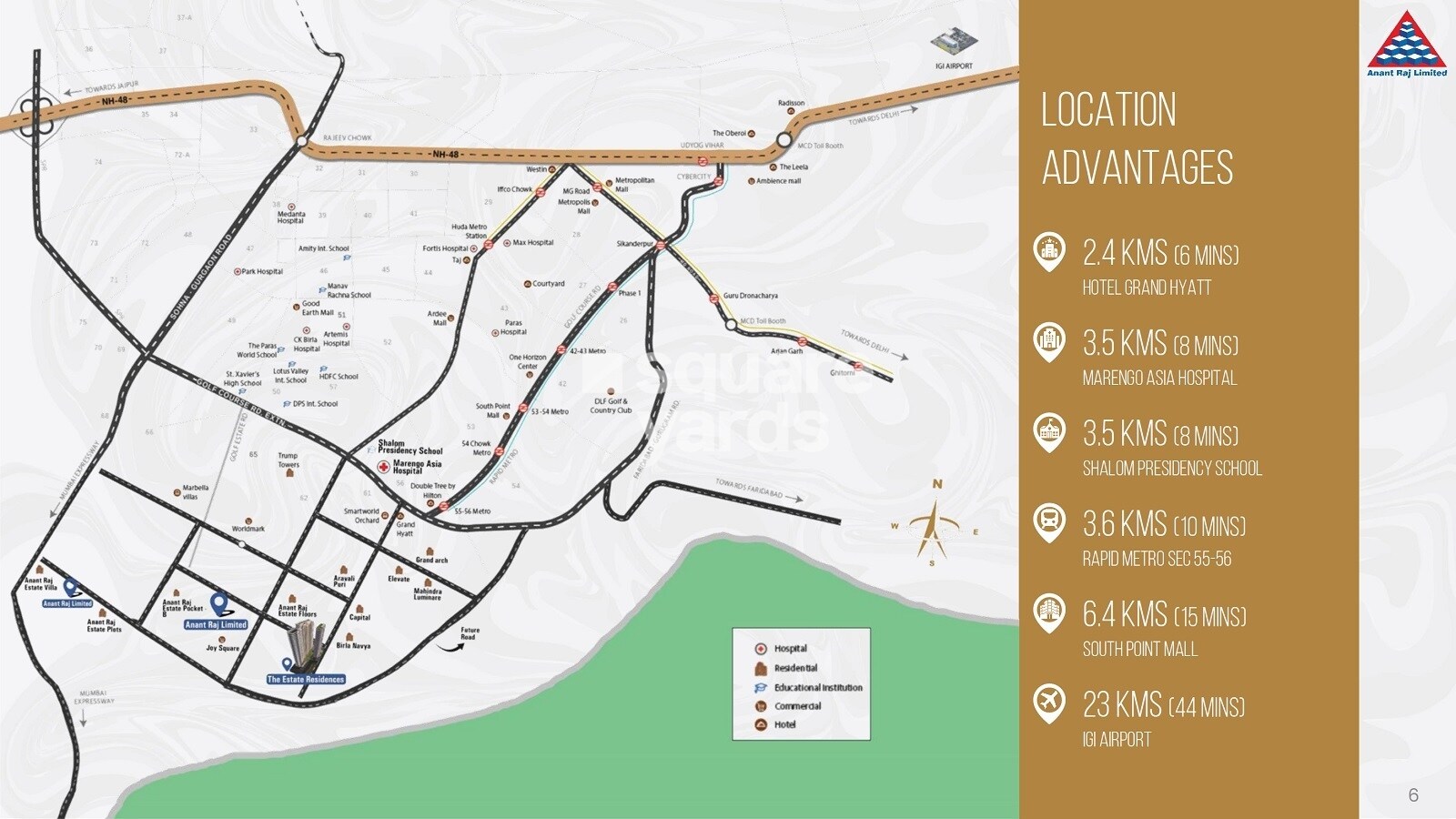 Anant Raj The Estate Residences Location Image