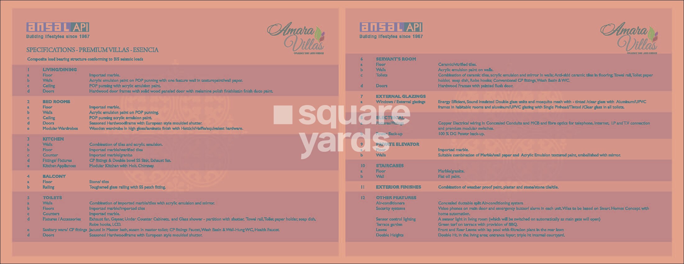 Ansal Esencia - Amara Villas Specification
