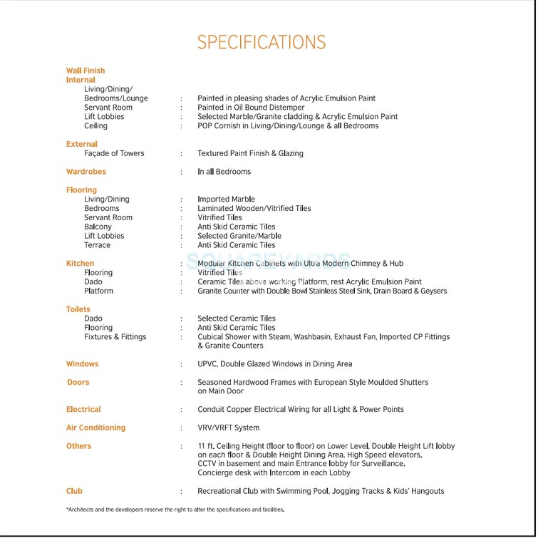 BPTP Mansions Park Prime Specification