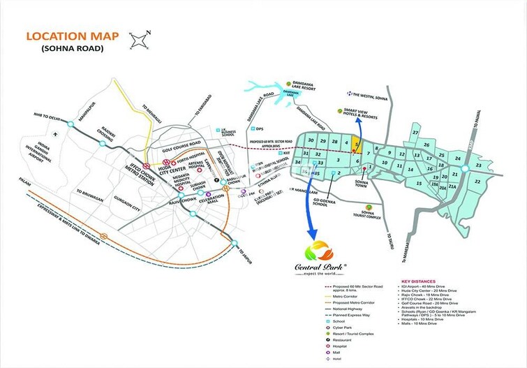 Central Park Flower Valley Aqua Front Towers Location Image