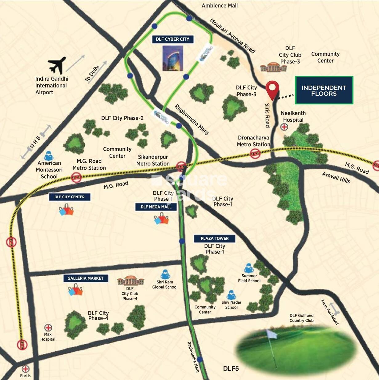 DLF Siris Estate Location Image