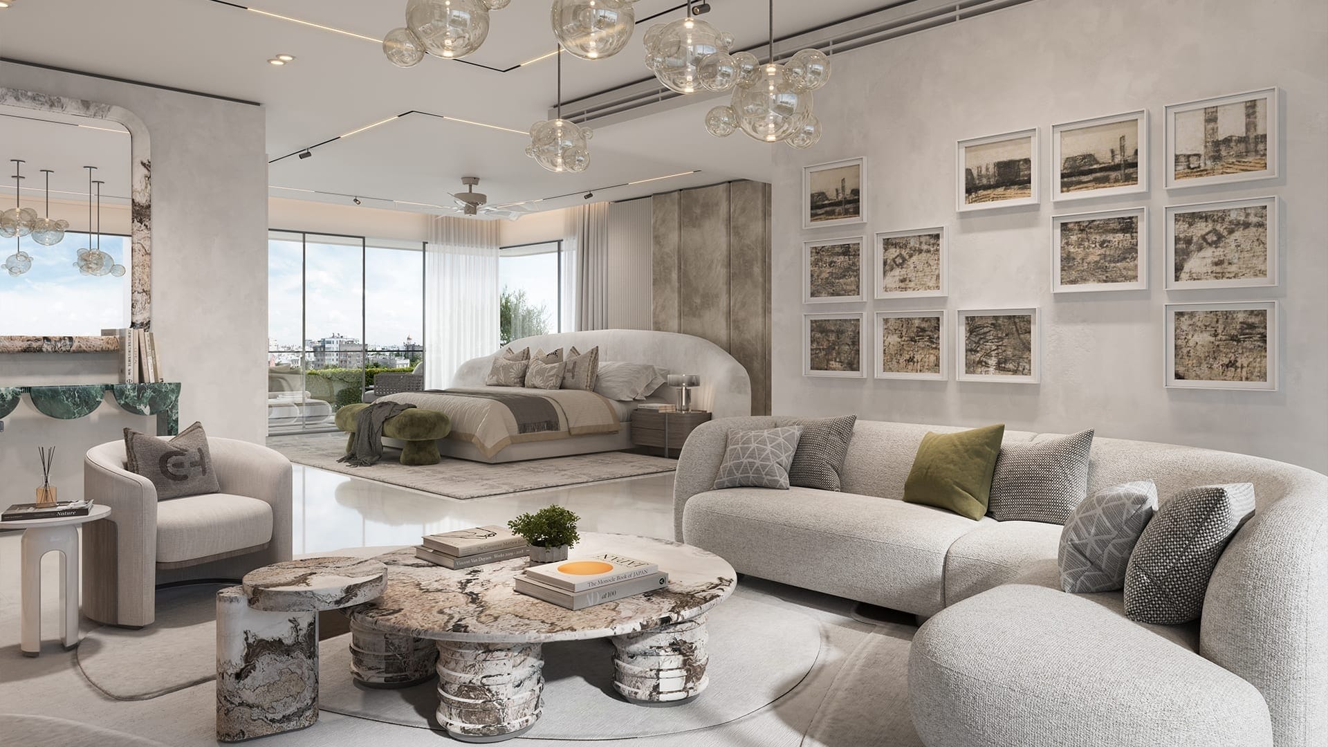 Elegant open-plan living interior in Delhi NCR