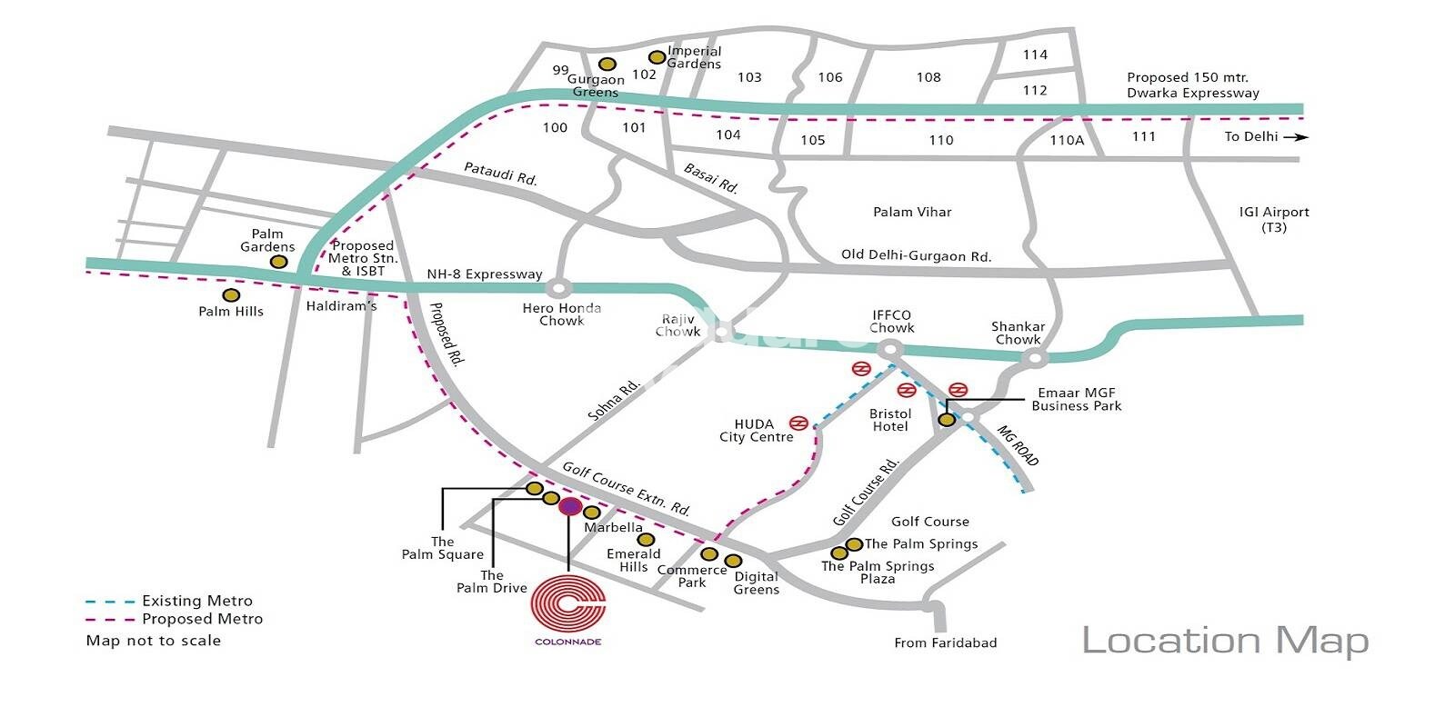 Emaar MGF Colonnade Location Image