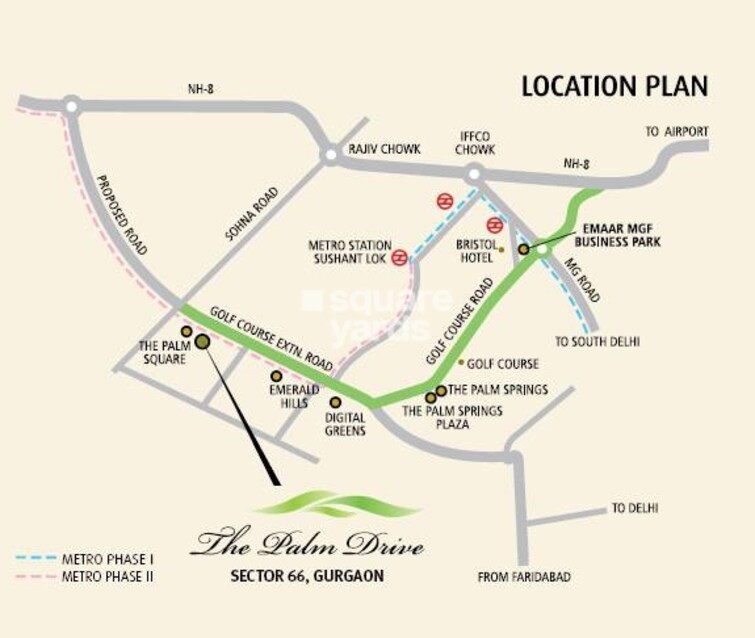 Emaar MGF The Palm Drive Villas Location Image