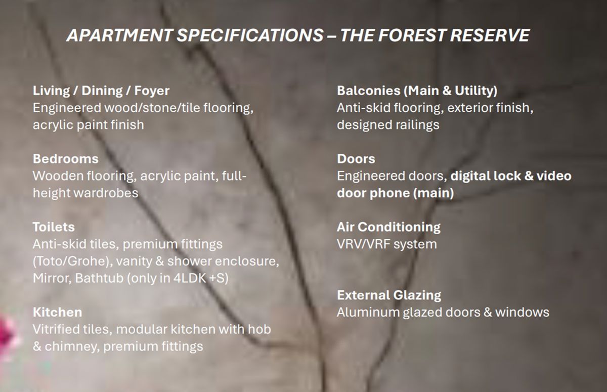 Krisumi Waterside Residences The Forest Reserve Specification 1