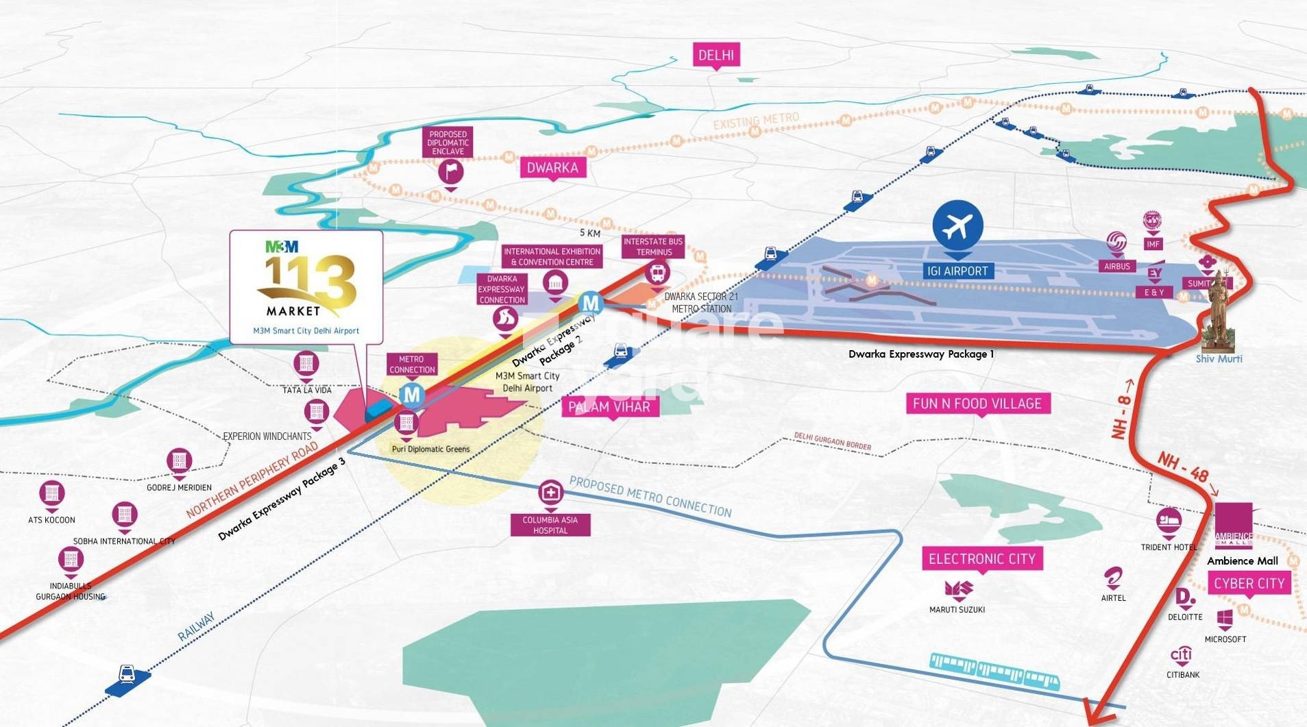 M3M 113 Market Location Image
