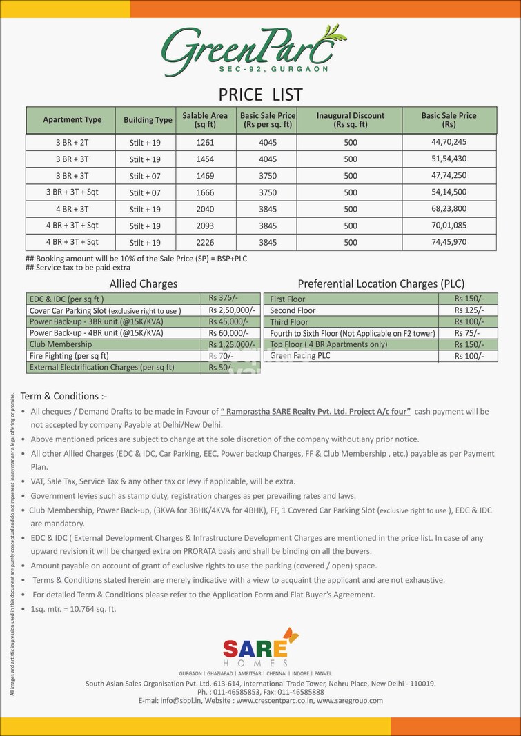 SARE Crescent Parc Green Parc Payment Plan Image