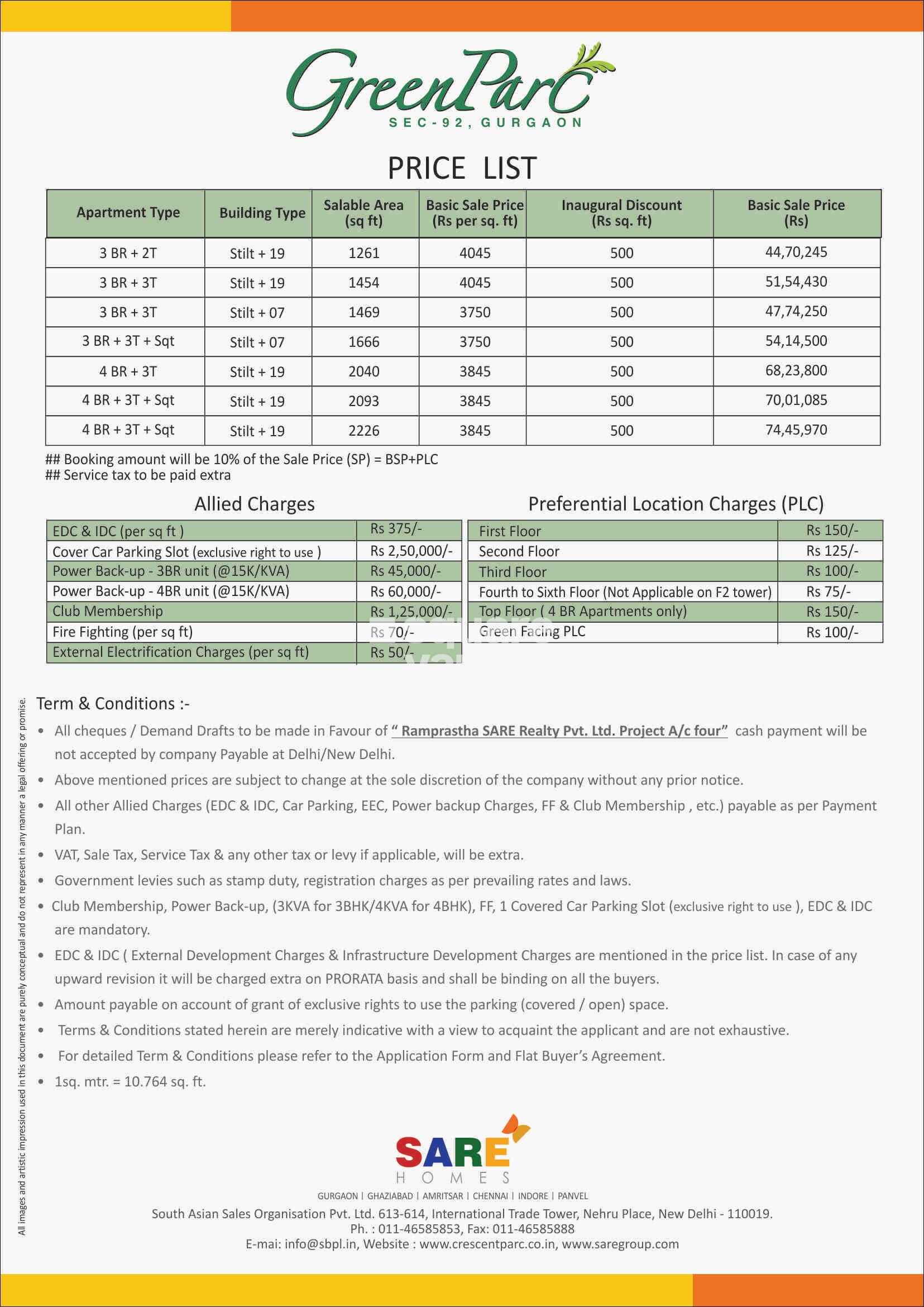 SARE Crescent Parc Green Parc Payment Plan Image