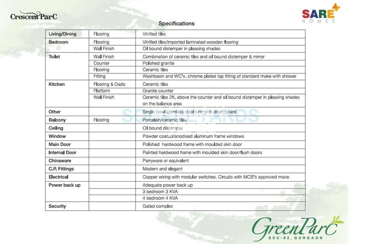 SARE Crescent Parc Green Parc Specification