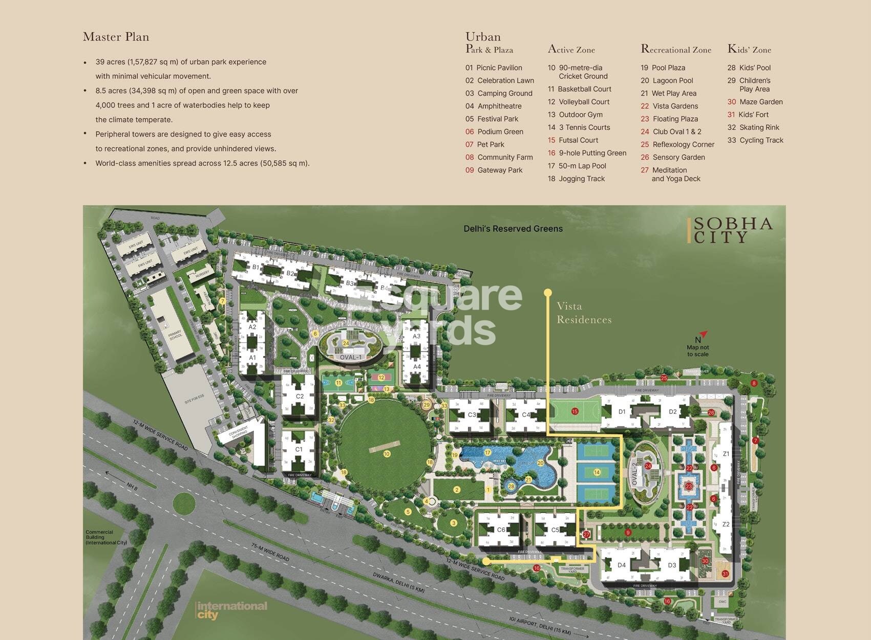 Sobha-City-Gurgaon_an aerial view of a city with a train on the tracks