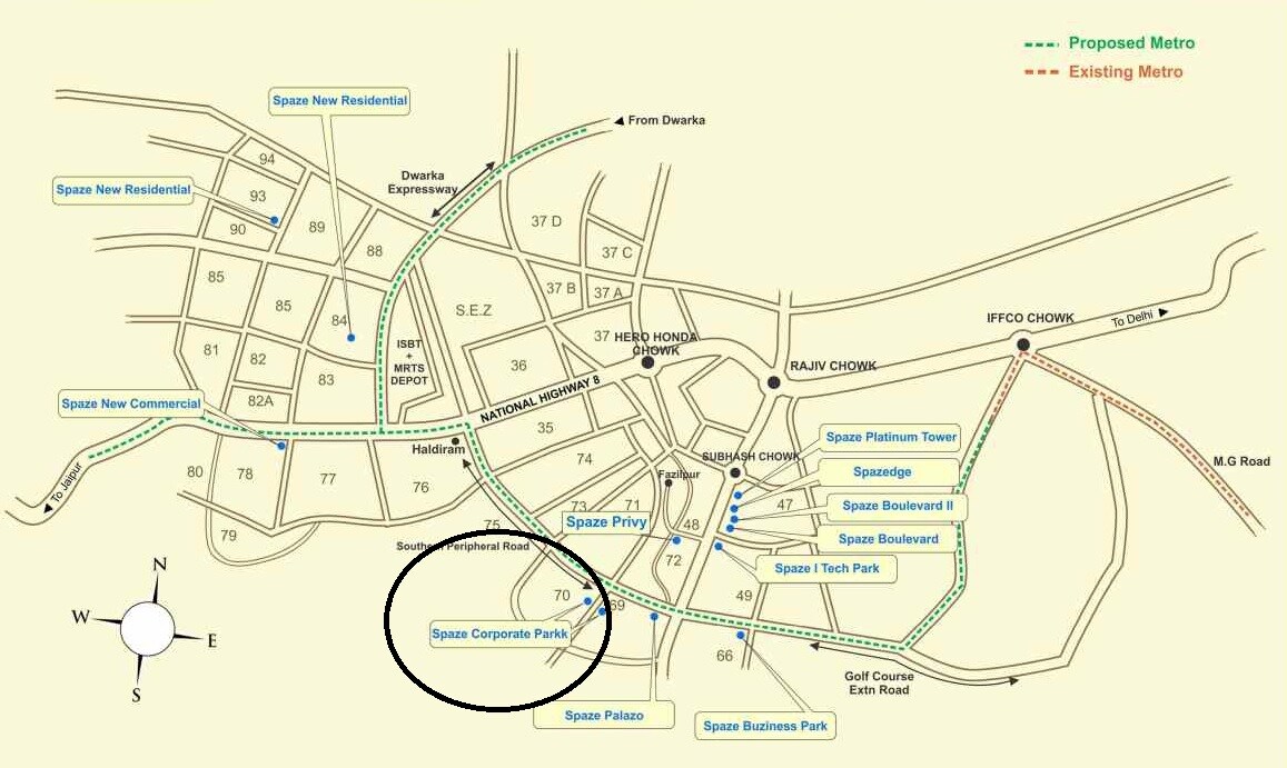 Spaze Corporate Park Location Image