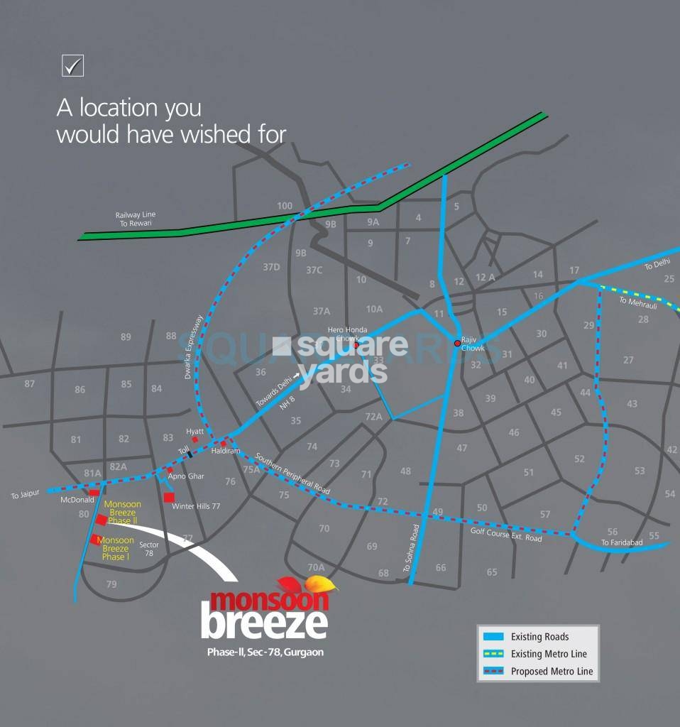 Umang Monsoon Breeze Phase I Location Image