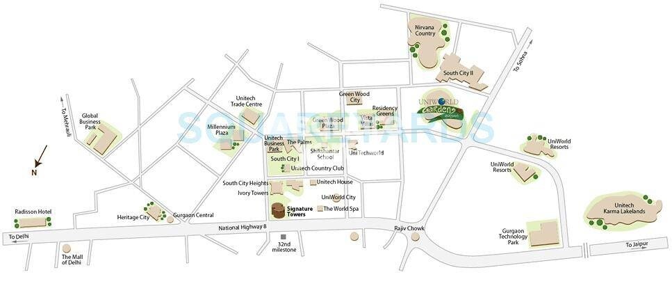 Unitech Uniworld Gardens Location Image