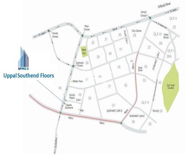 Uppal Southend in Sector 49, Gurgaon 1.30 Cr Floor Plans, Location