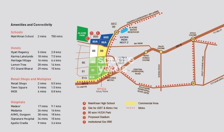 Vatika INXT Emilia floors Location Image