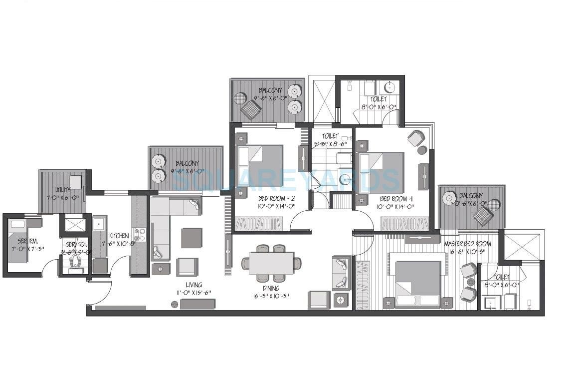 3 BHK 1957 Sq. Ft. Apartment