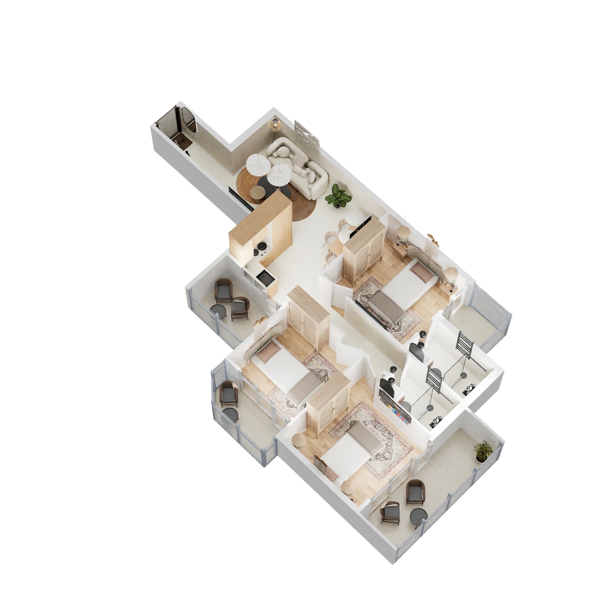 Floor plan of 3 BHK 645 Sq. Ft. Apartment in 4S Aster Avenue 36, Gurgaon