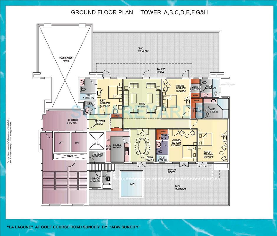 Floor plan of 4 BHK 4050 Sq. Ft. Apartment in ABW La LAGUNE, Gurgaon