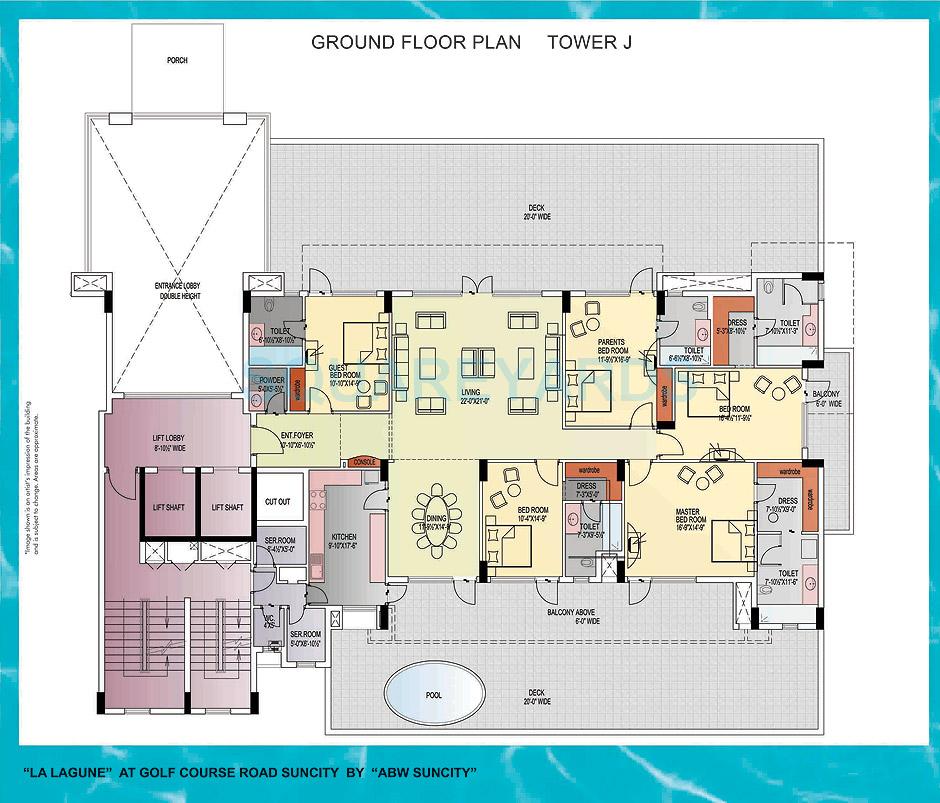 Floor plan of 5 BHK 5250 Sq. Ft. Apartment in ABW La LAGUNE, Gurgaon