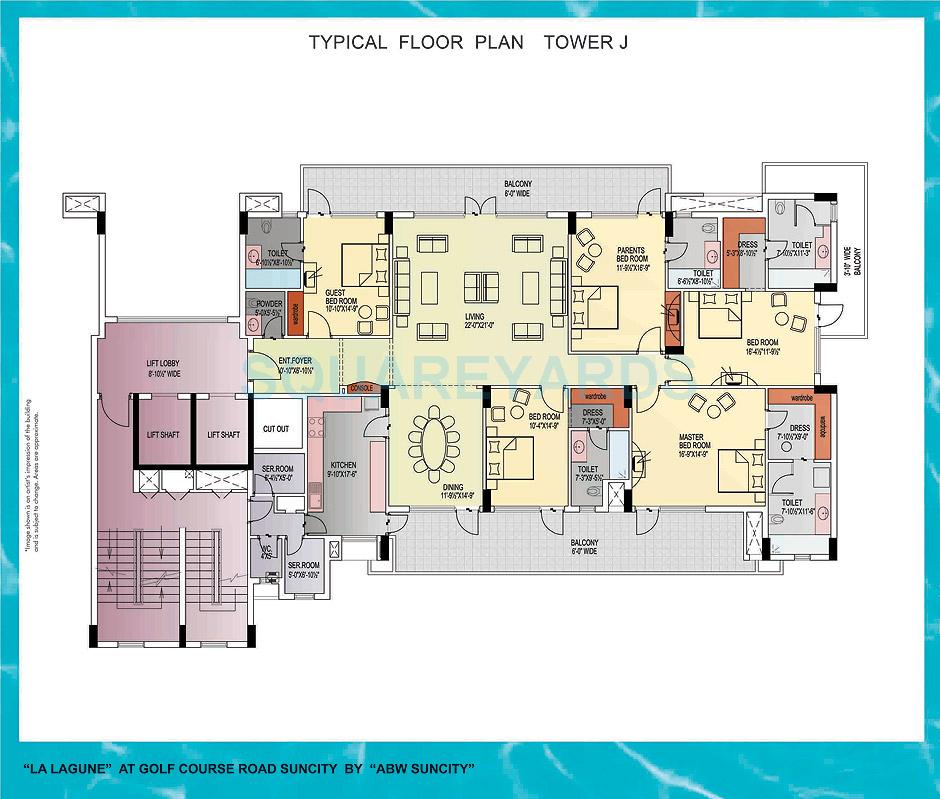 Floor plan of 5 BHK 4180 Sq. Ft. Apartment in ABW La LAGUNE, Gurgaon