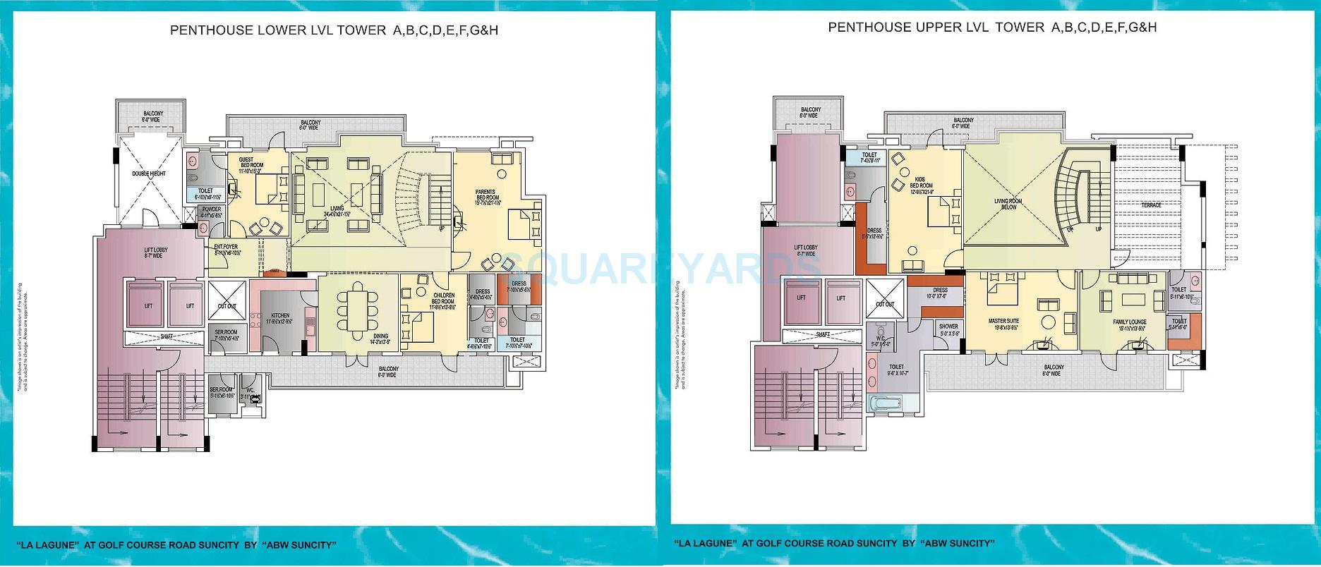 Floor plan of 5 BHK 5582 Sq. Ft. Penthouse in ABW La LAGUNE, Gurgaon