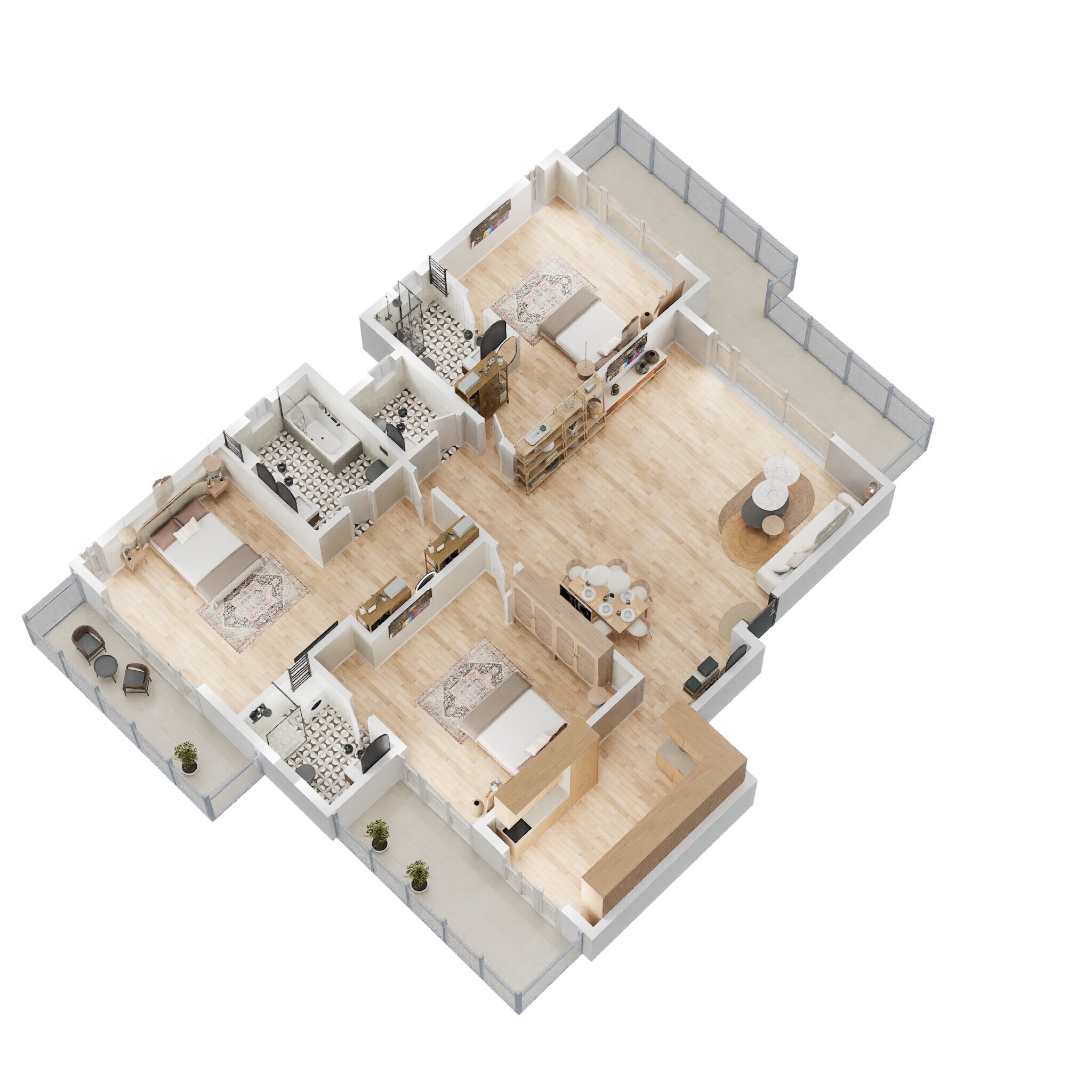 Floor plan of 3 BHK 2033 Sq. Ft. Ind Floor in Adani Samsara Vilasa, Gurgaon