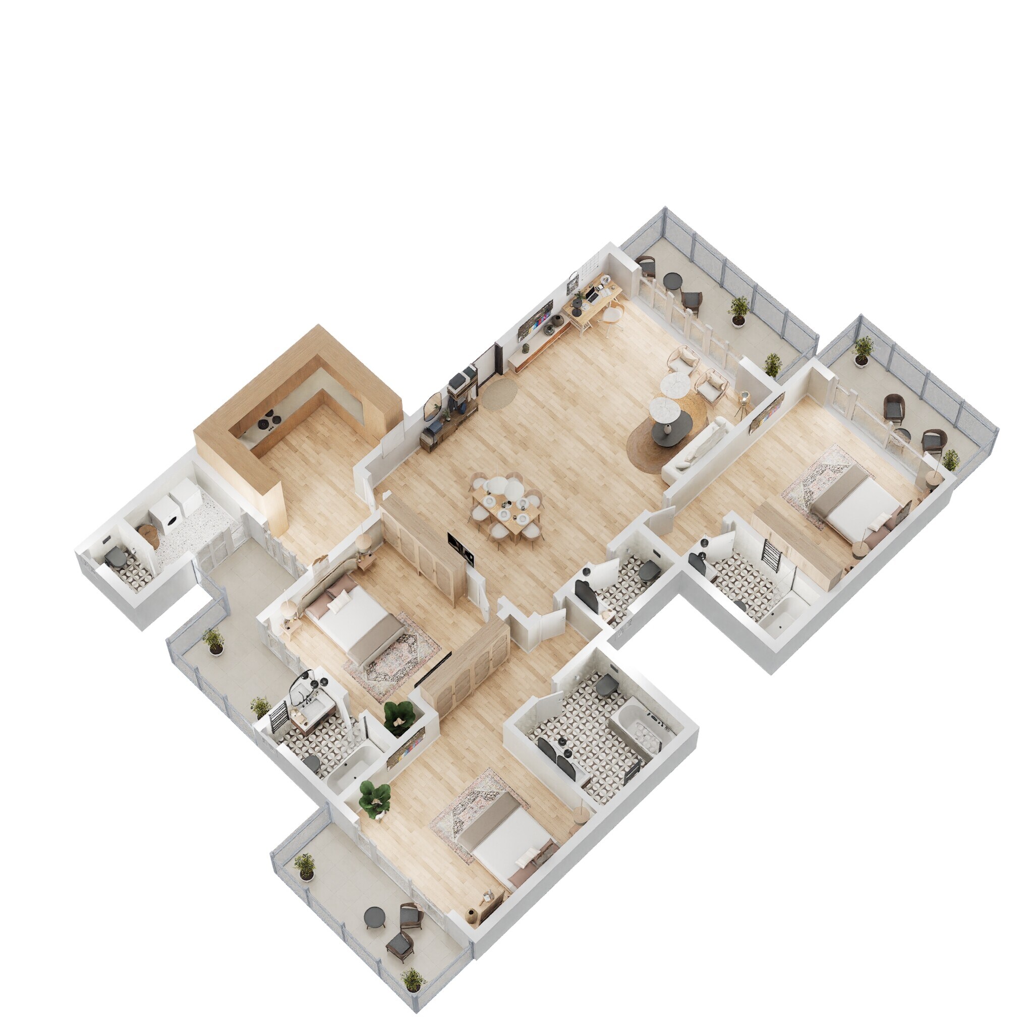 Floor plan of 3 BHK 2059 Sq. Ft. Ind Floor in Adani Samsara Vilasa, Gurgaon