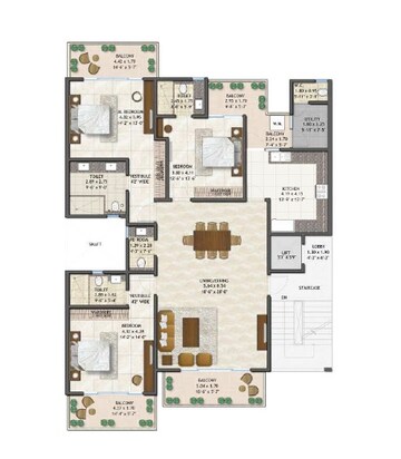  3 BHK Apartment at Adani Samsara Vilasa, Sector 63 – for Rent