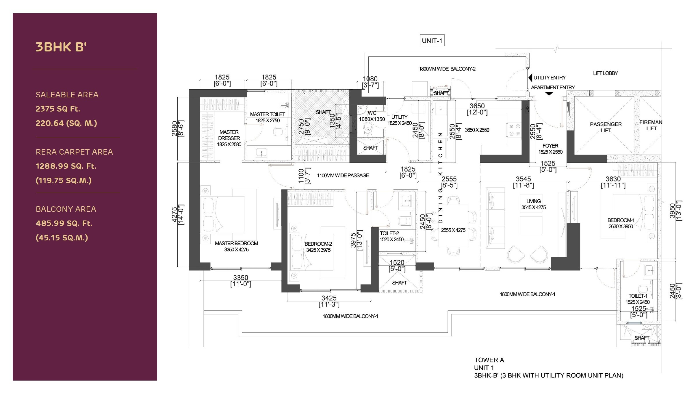 3 BHK 2375 Sq. Ft. Apartment