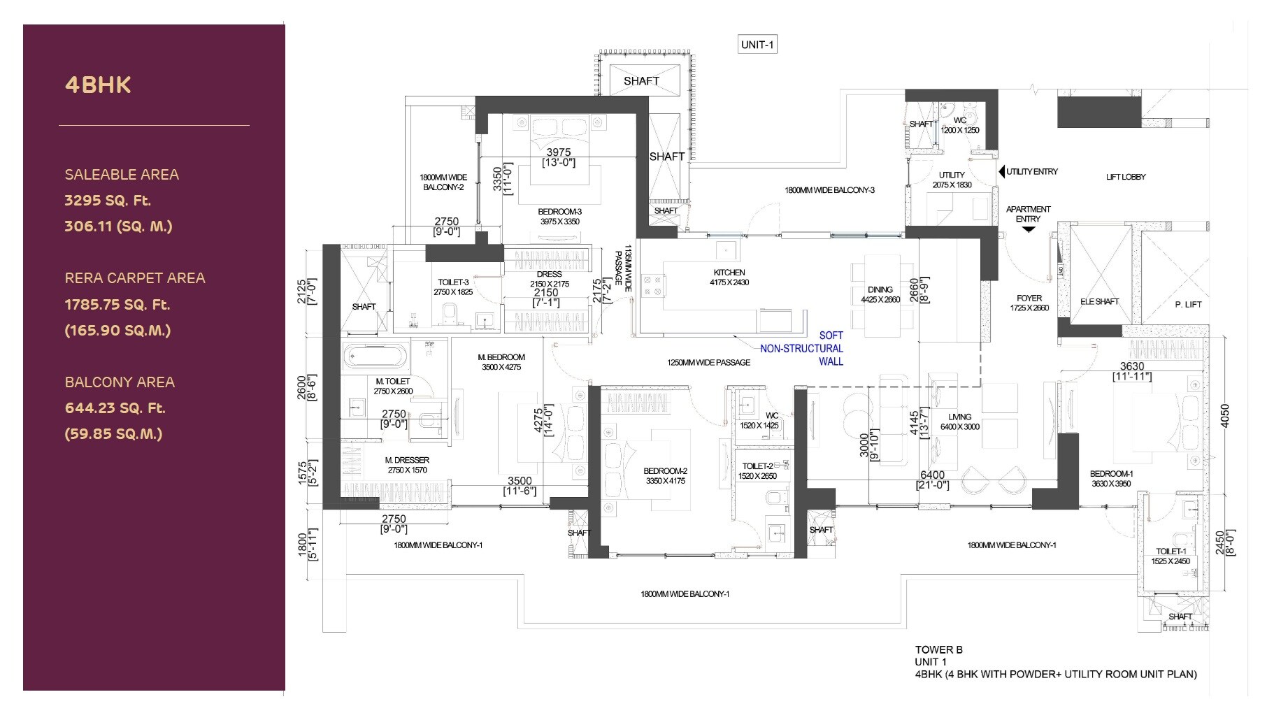4 BHK 3295 Sq. Ft. Apartment