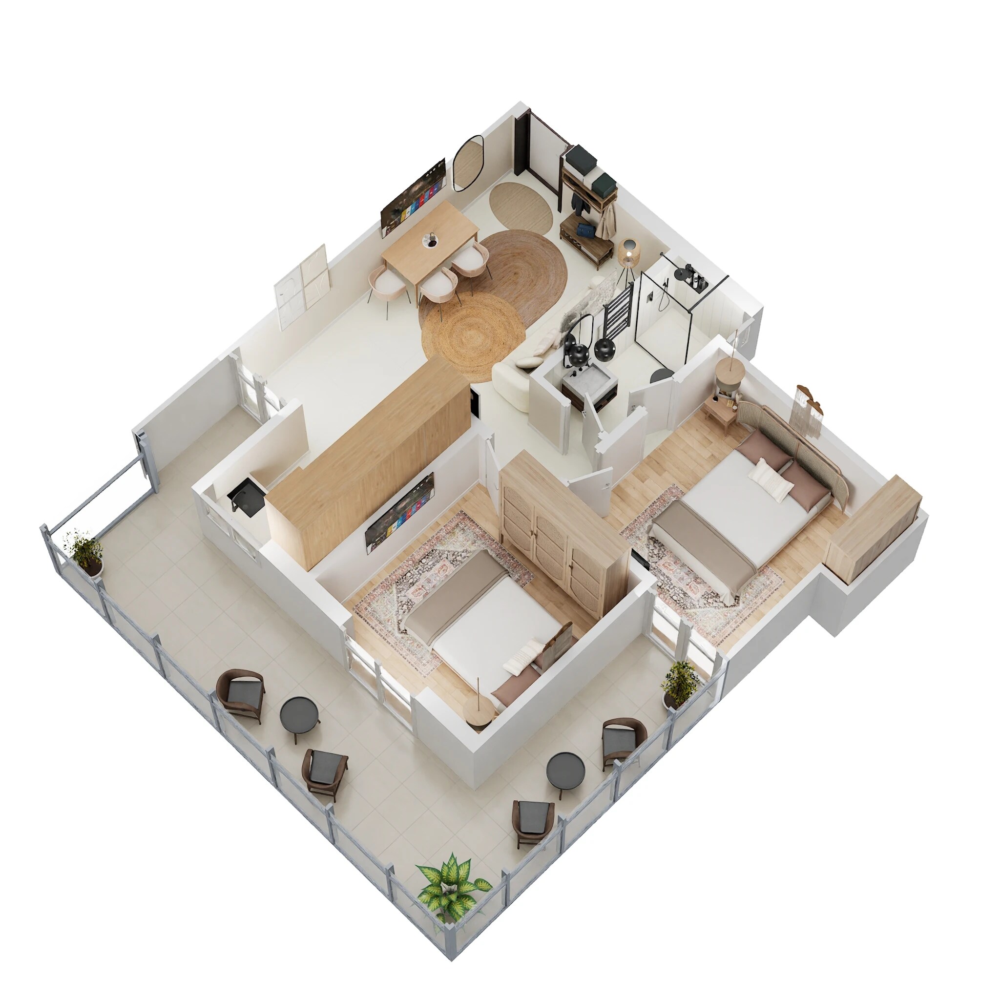 Floor plan of 2 BHK 672 Sq. Ft. Apartment in Adore Prosperity Homes, Gurgaon