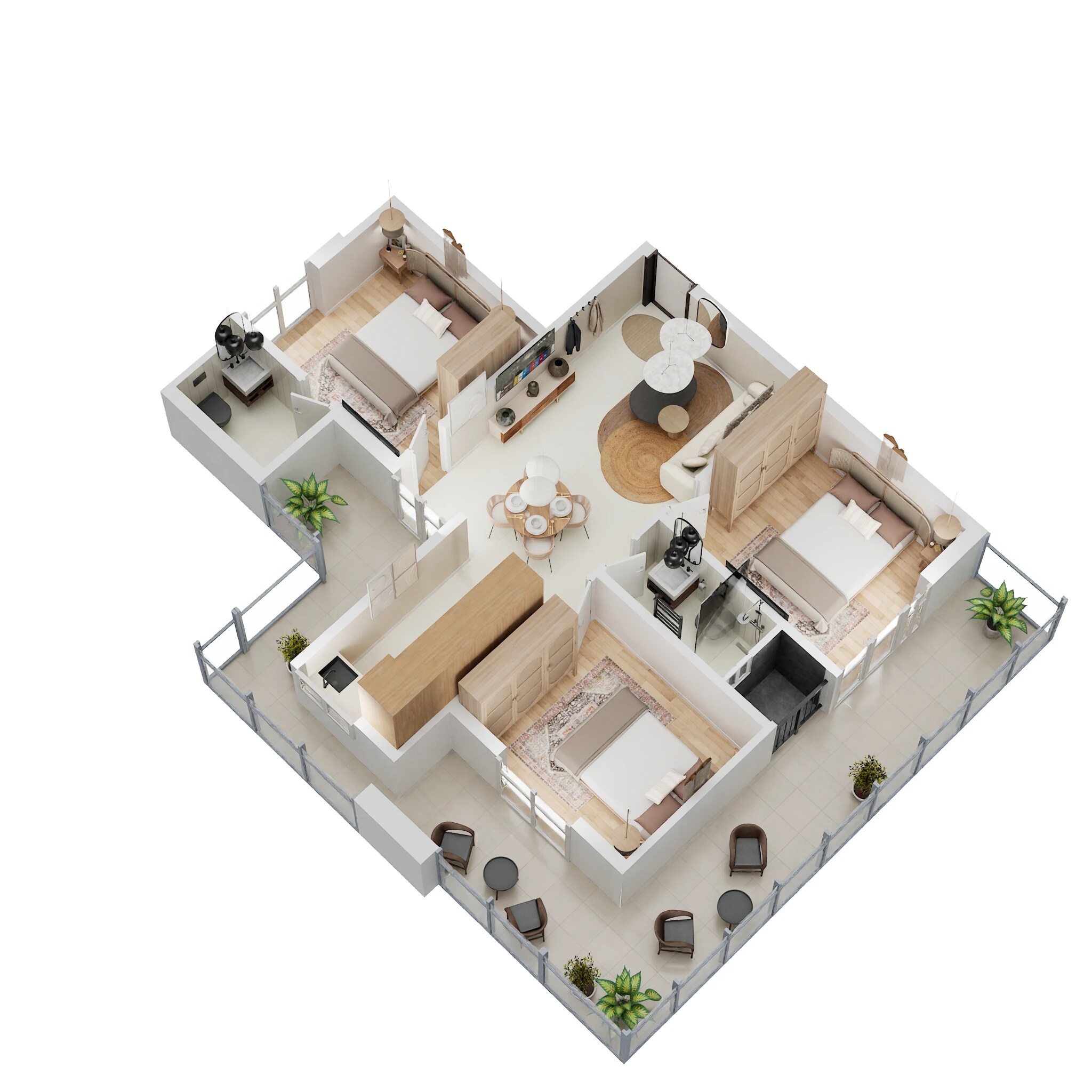 Floor plan of 3 BHK 812 Sq. Ft. Apartment in Adore Prosperity Homes, Gurgaon