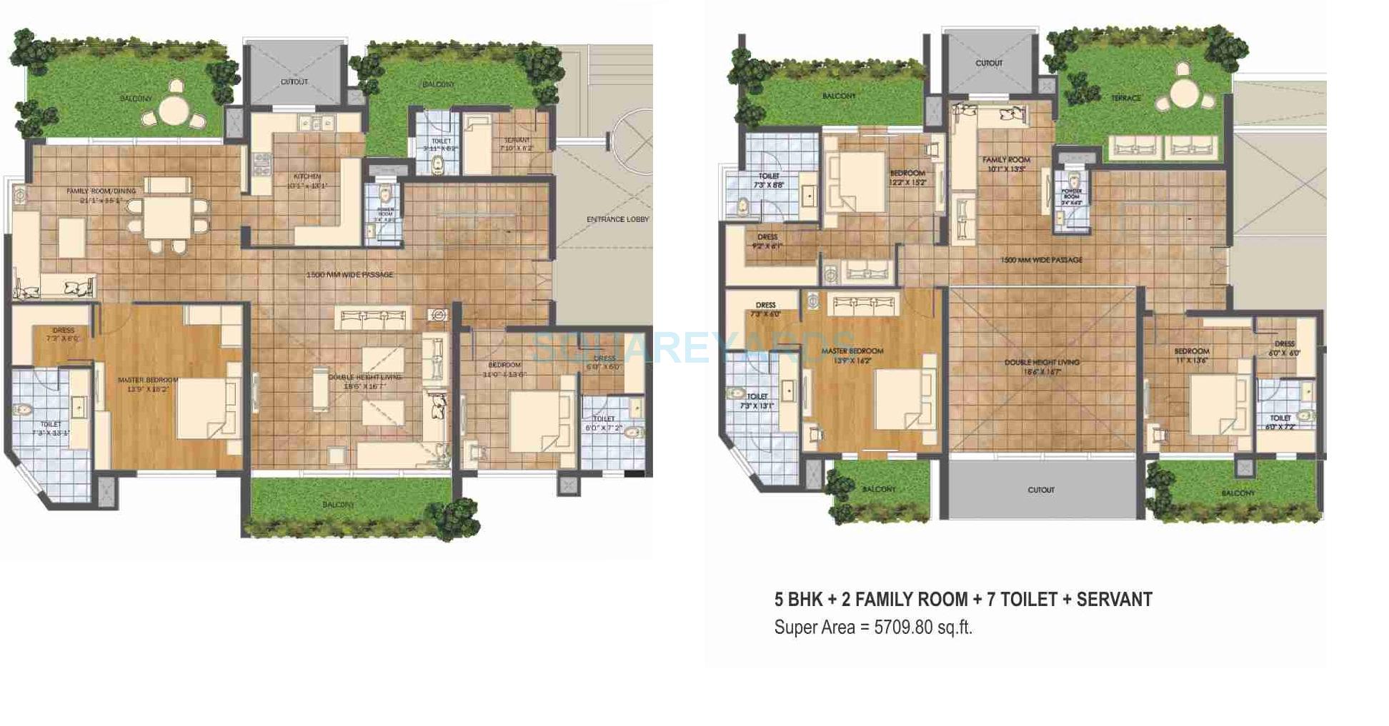 Floor plan of 5 BHK 5710 Sq. Ft. Apartment in Agrante Beethovens 8, Gurgaon