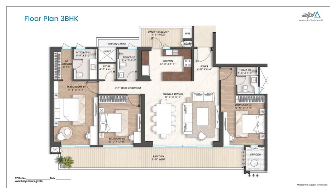 3 BHK 1289 Sq. Ft. Apartment